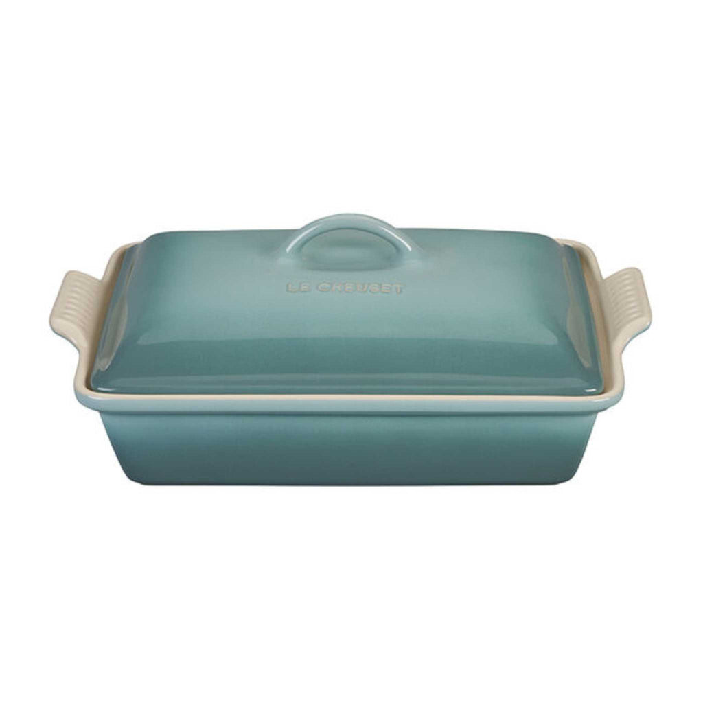 4 qt rectangular covered casserole by Le Creuset in Sea Salt