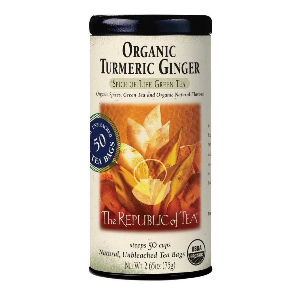 Organic turmeric ginger green tea of the Republic of Tea