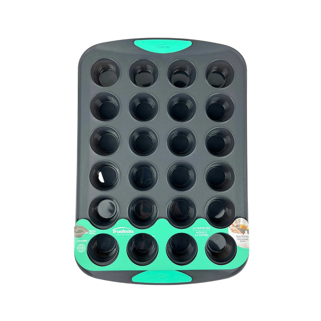 silicone mini muffin pan with mint color accent