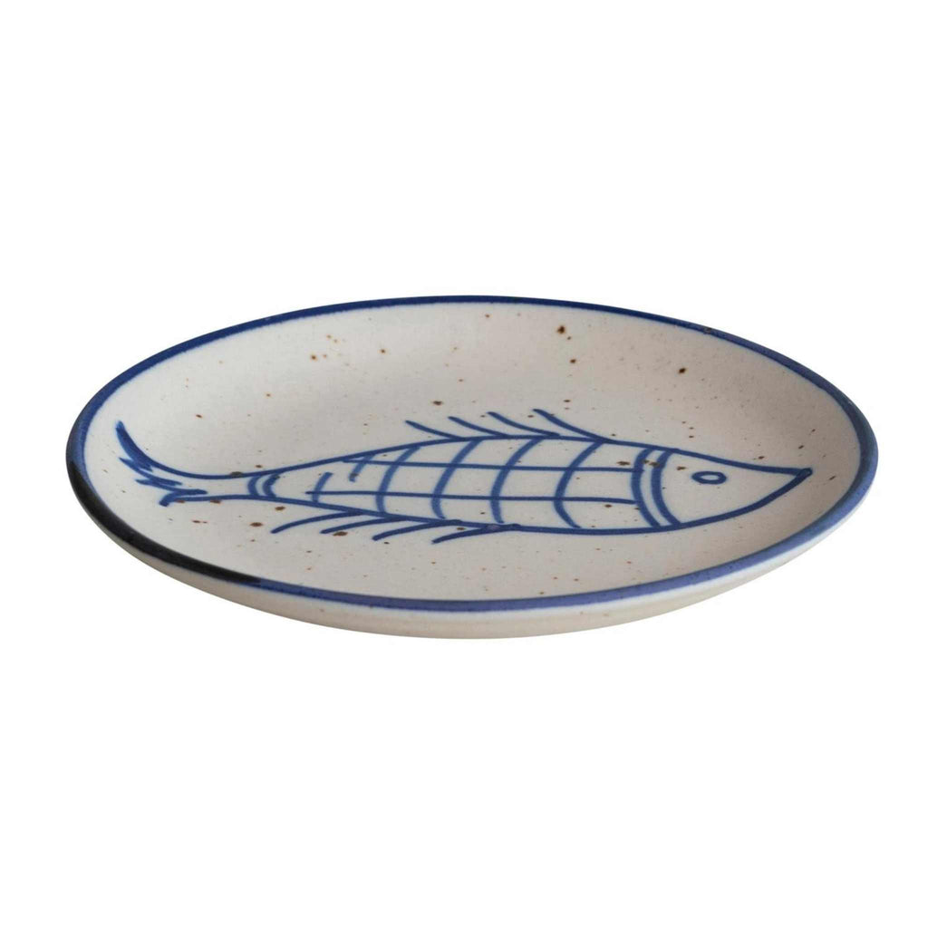 Round plate with handpainted fish