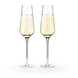 Angled Crystal Champagne Flutes - 2 Pc Set