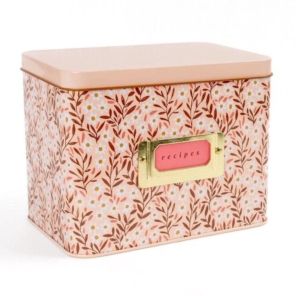 Tin Recipe Box - Pink Daisy