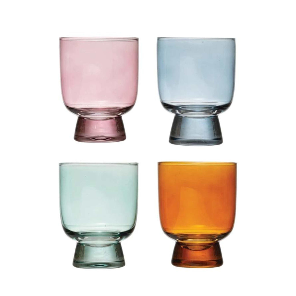 assorted colors 6 oz. drinking glasses