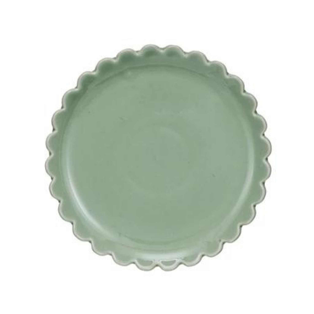 8 inch plate with scalloped edge in green
