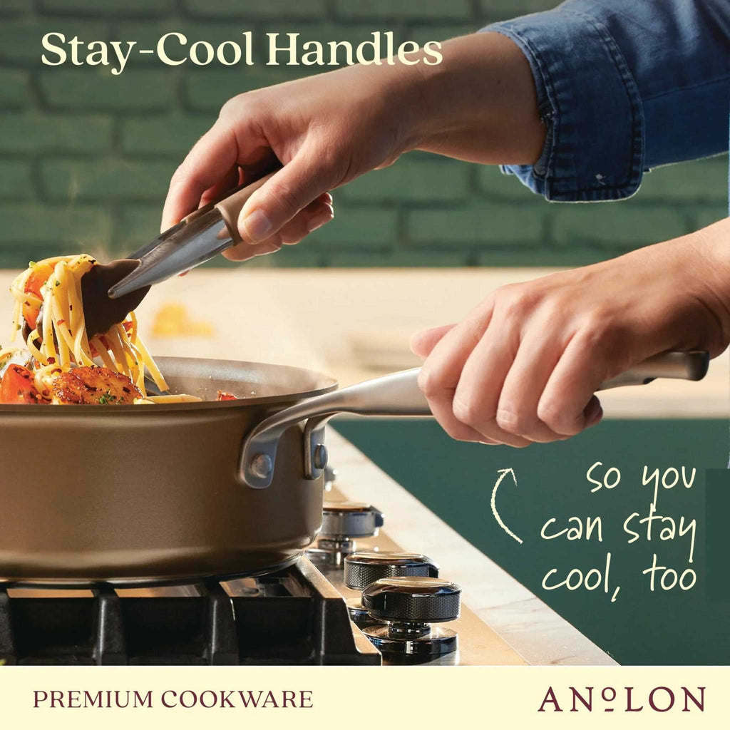 Anolon cookware has handles that stay cool