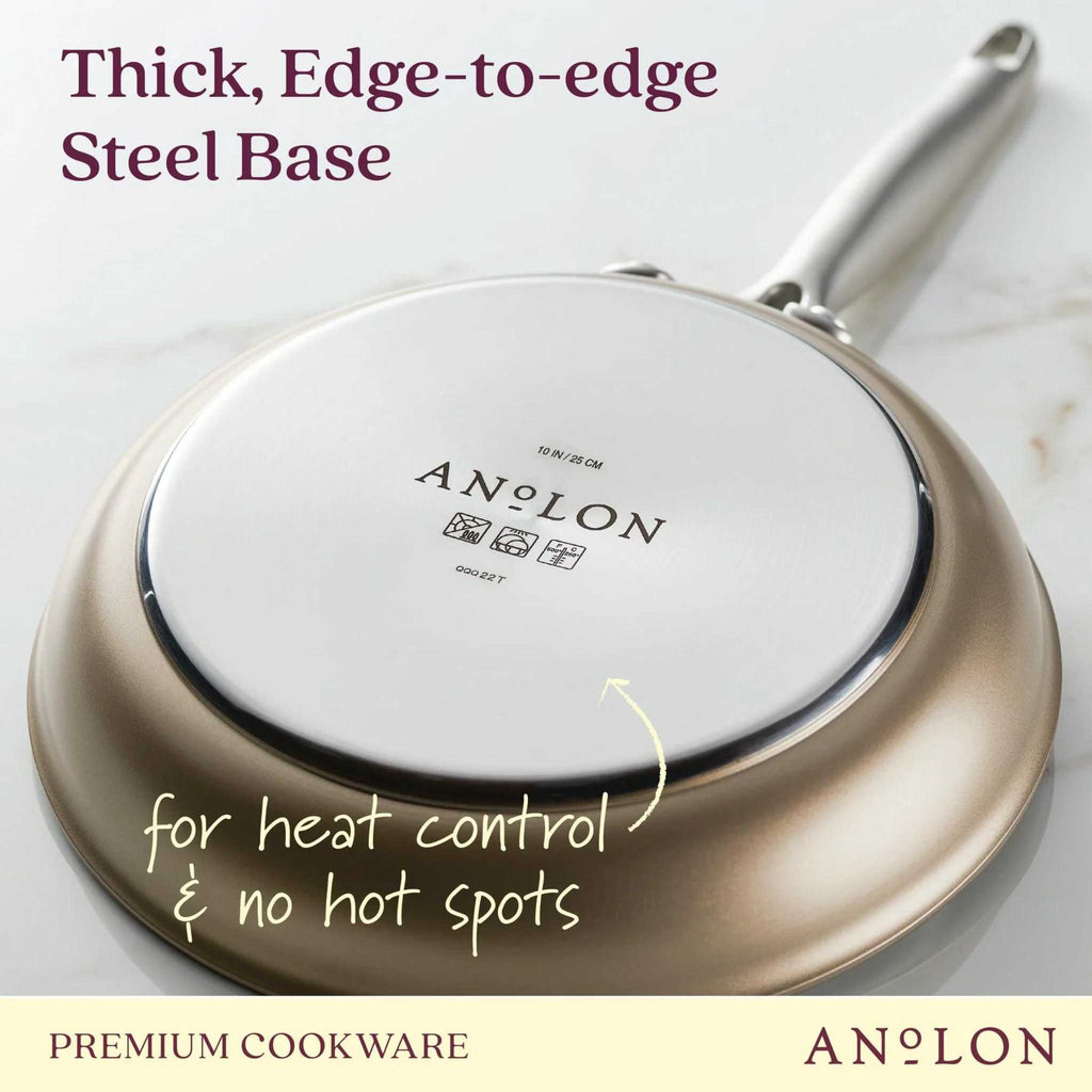 Anolon cookware has thick, edge-to-edge steel base