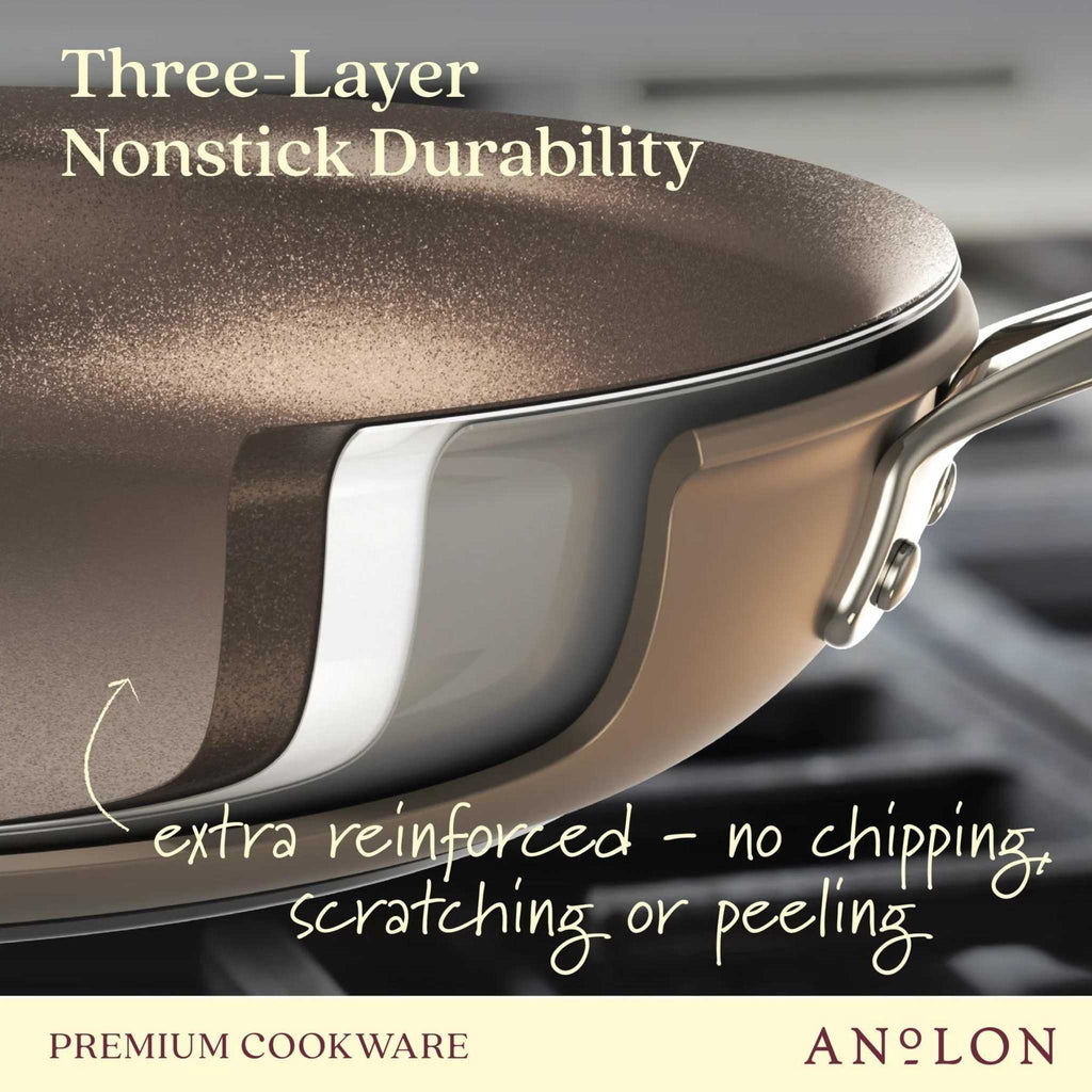 Anolon has three layer nonstick durability