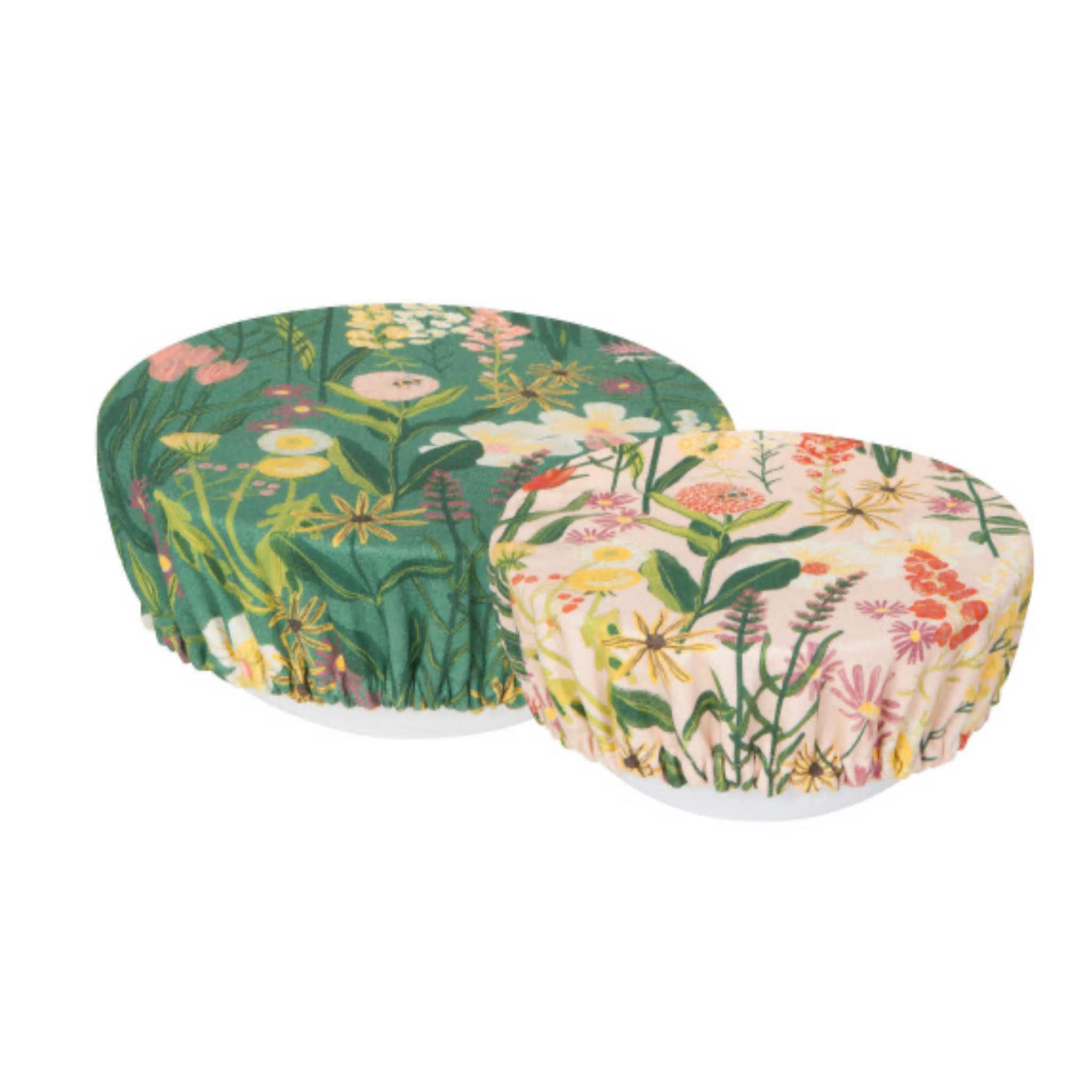Bowl cover set of two bees and blooms design
