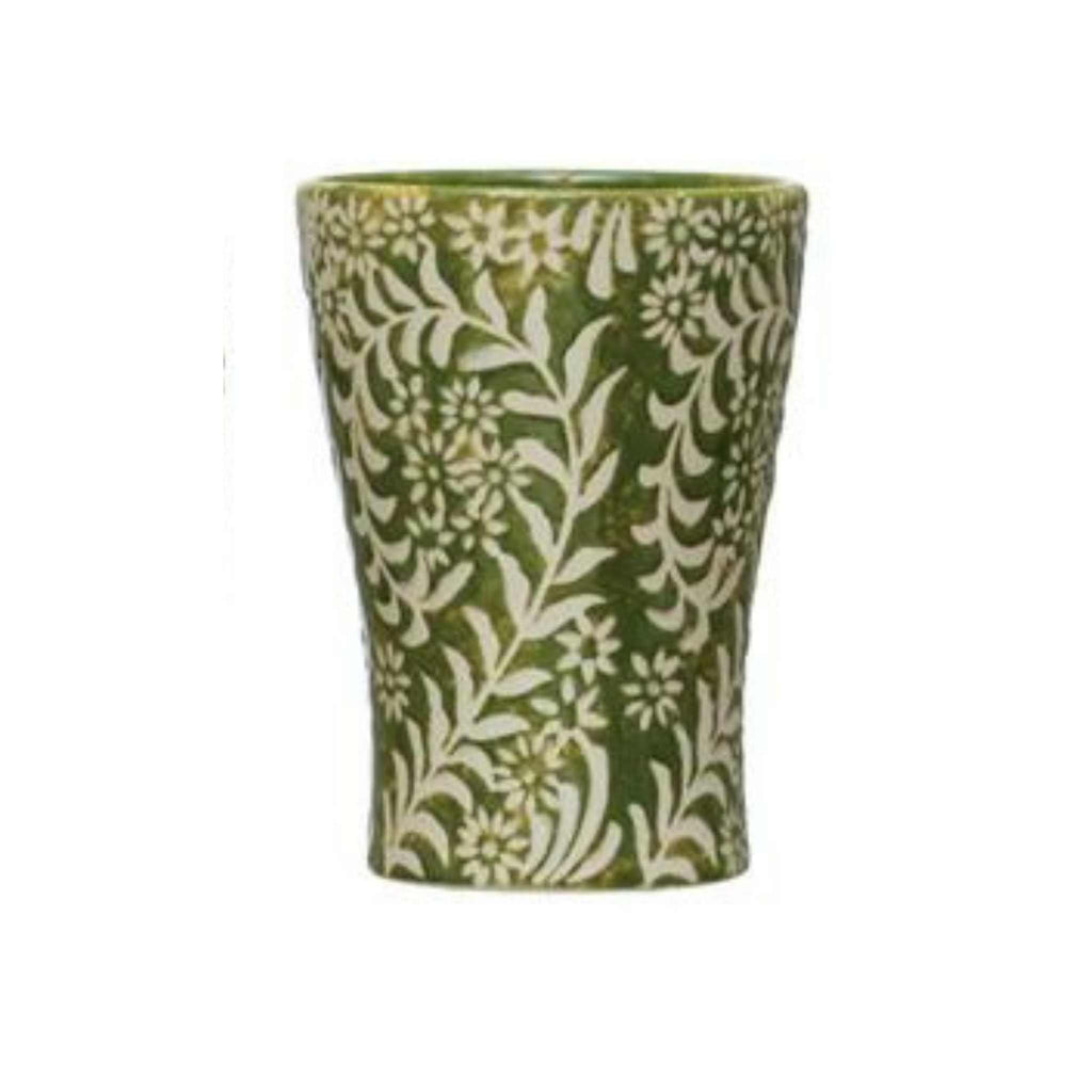 Cup large floral green