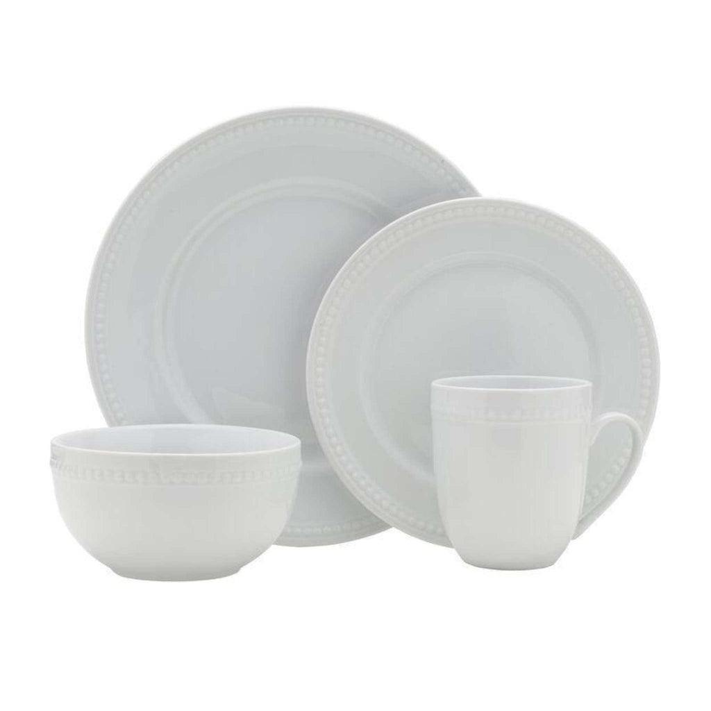 Everyday white beaded dinnerware set by Fitz and Floyd.