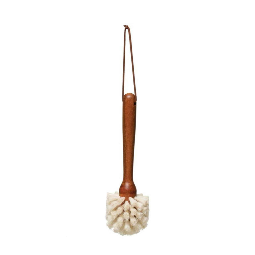 Dish brush with leather tie