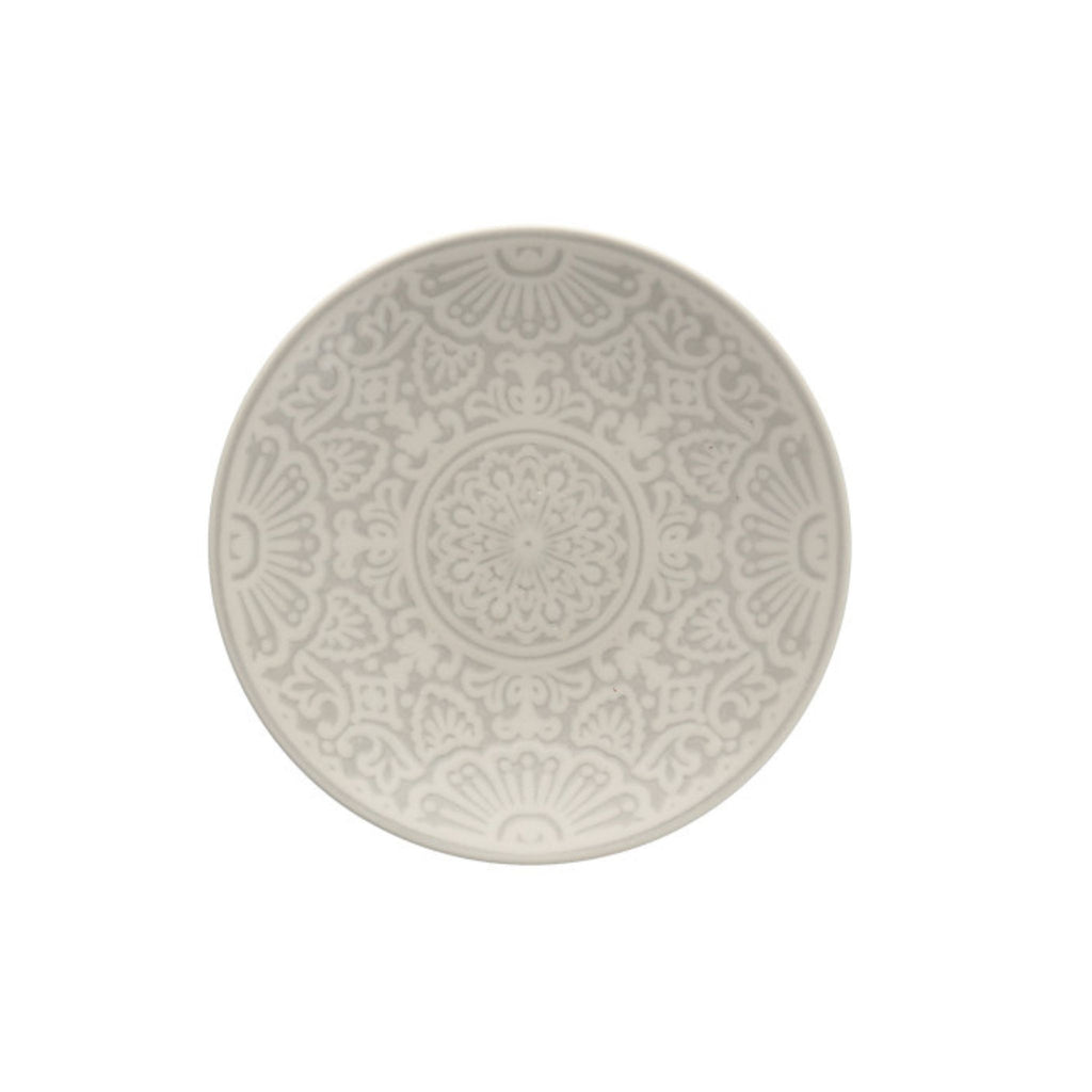 light grey patterned small appetizer plate