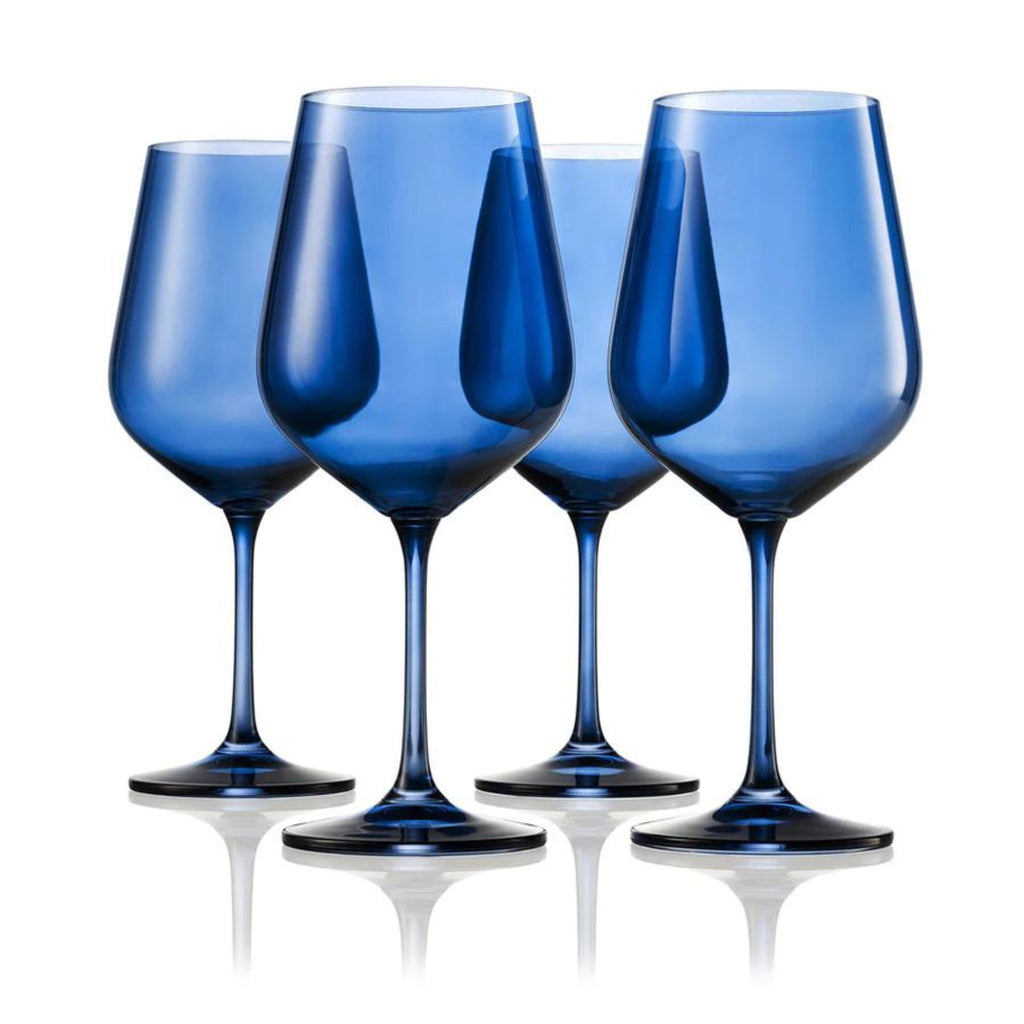 set of 4 navy blue wine glasses