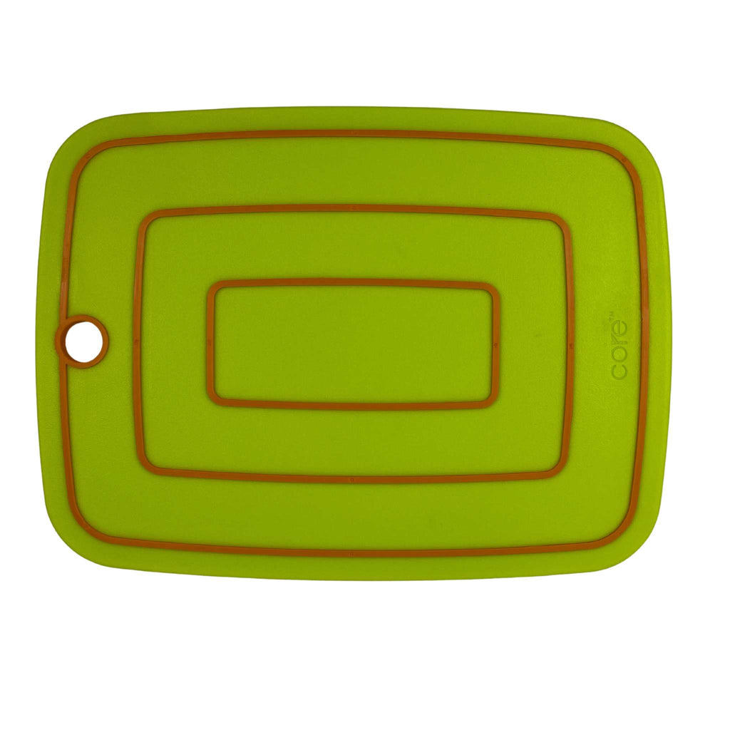 Grip Strip Essential Medium Cutting Board 12" x 9". Green color. Back view.
