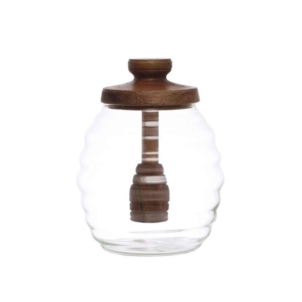 Honey glass jar with dipper