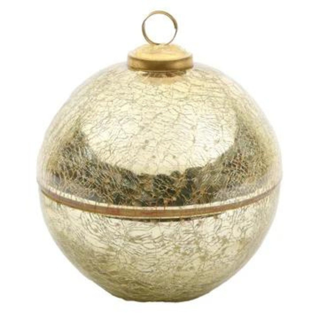 Candle - White Christmas Gold Glass Ornament