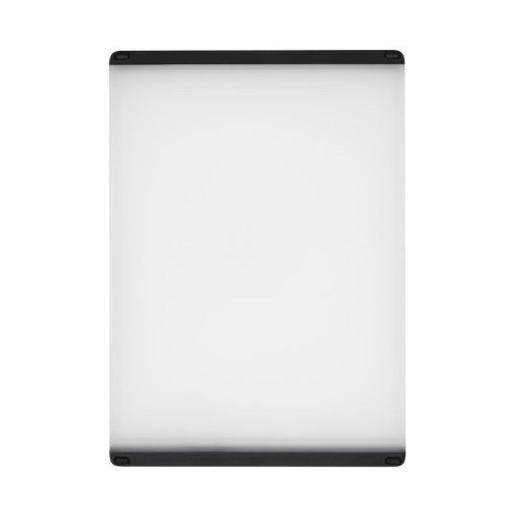 white hard nylon cutting board with black silicone non-slip ends