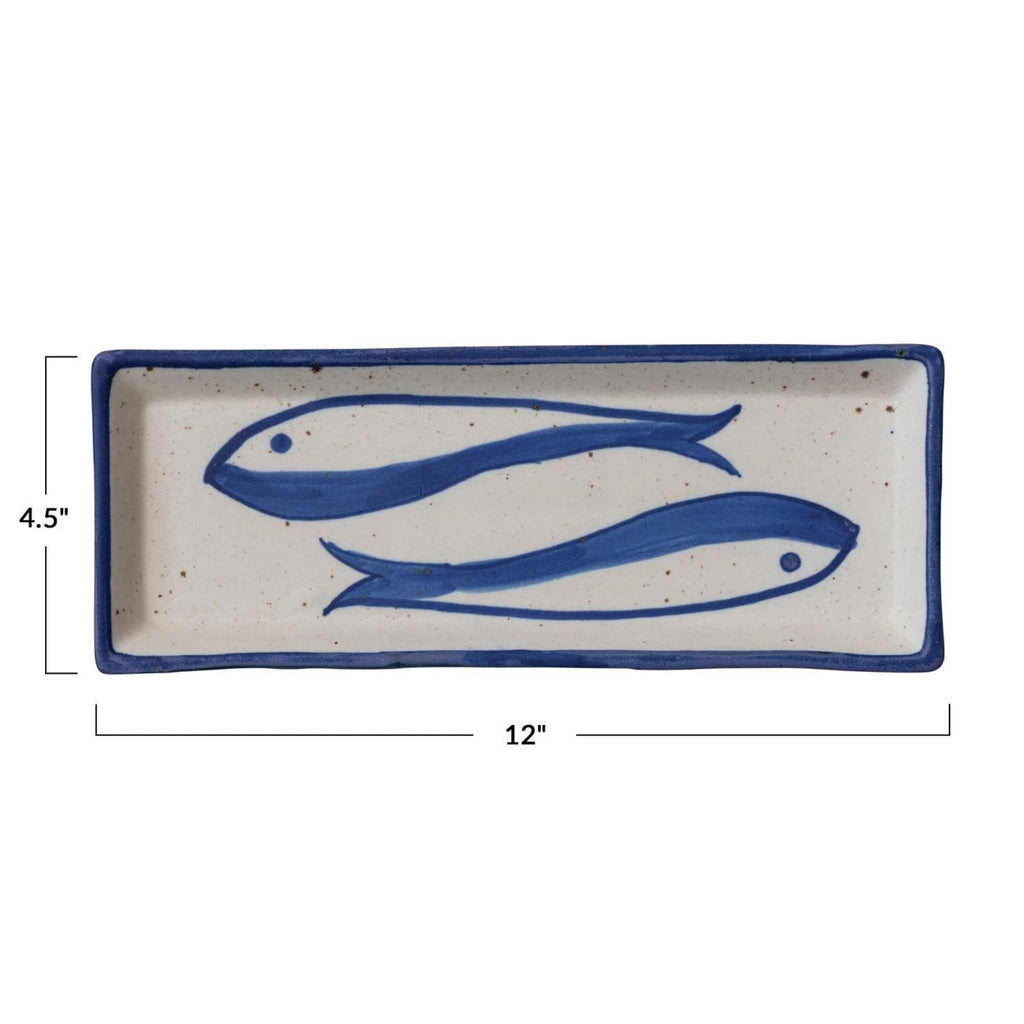 Rectangular plate with handpainted fish dimensions