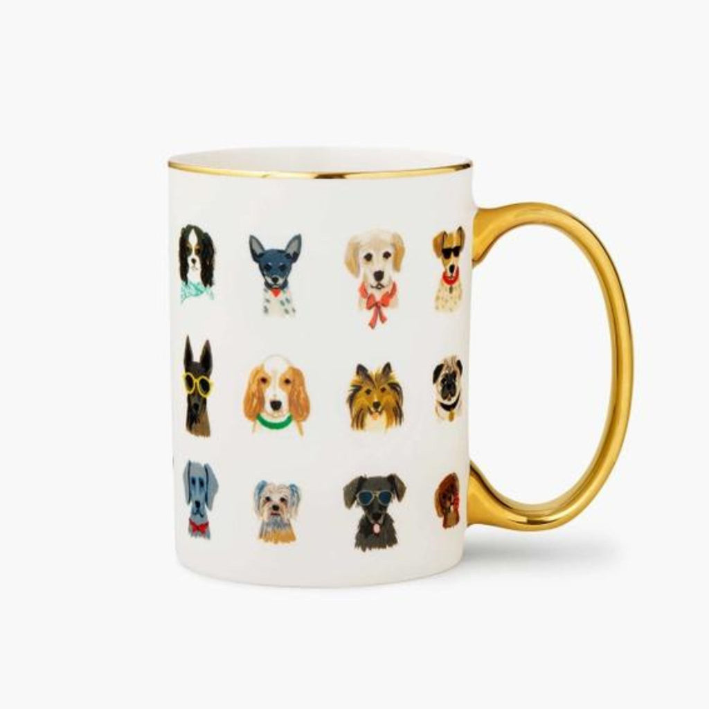 pup porcelain mug with gold handle and rim