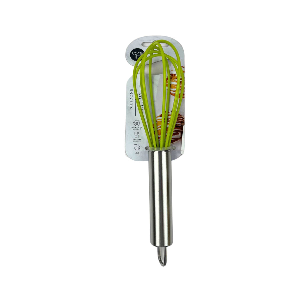 Silicone mini whisk in green color.