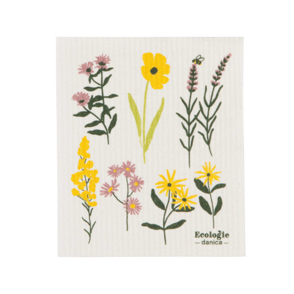 Swedish dishcloth bees and bloom design