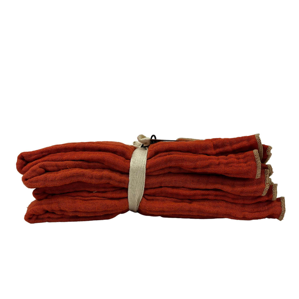 Woven cotton double cloth napkin in Burnt Orange from Creative Co-Op