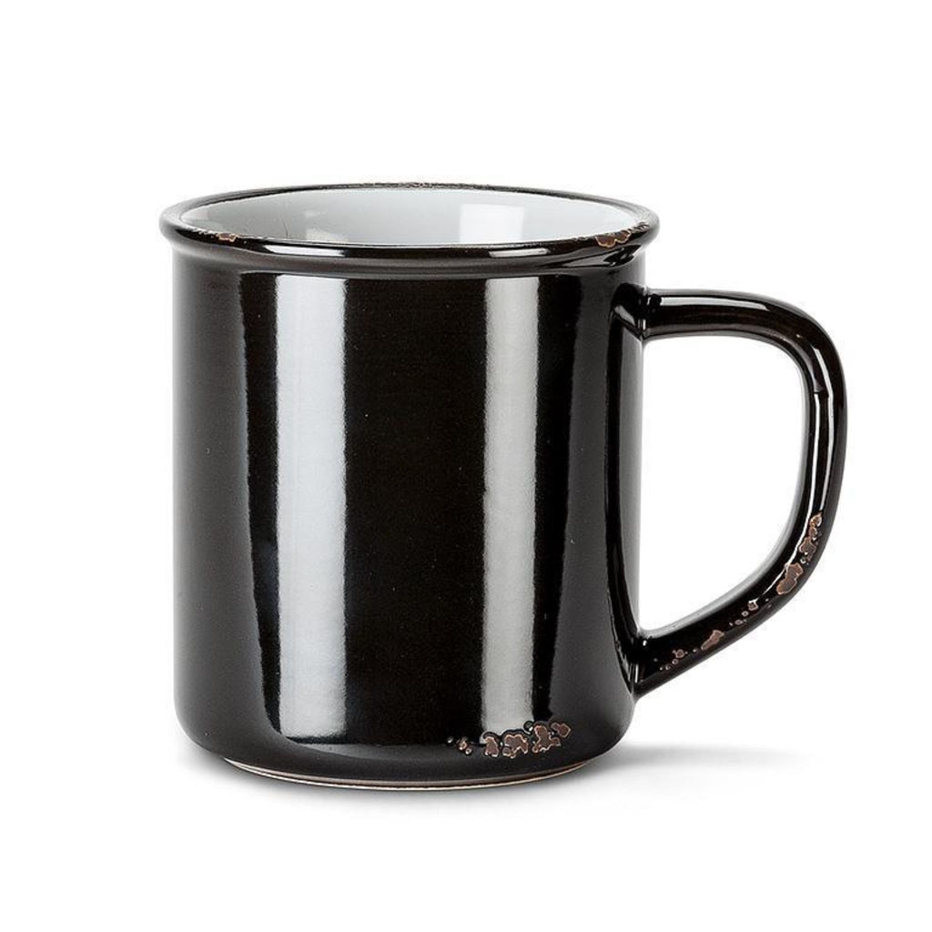 enamel look black mug