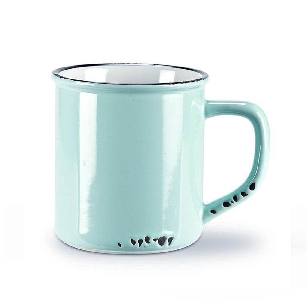 enamel look blue green  mug