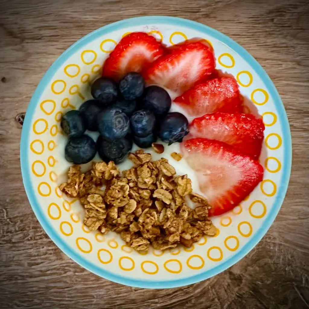 Apple Crisp Granola with berries/yogurt