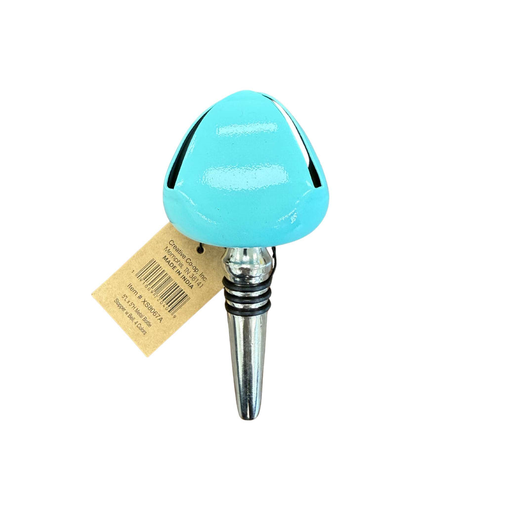 blue wine stopper with bell