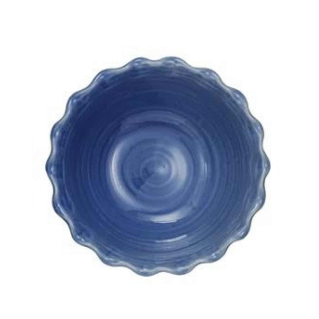 Bowl scalloped edge blue top view