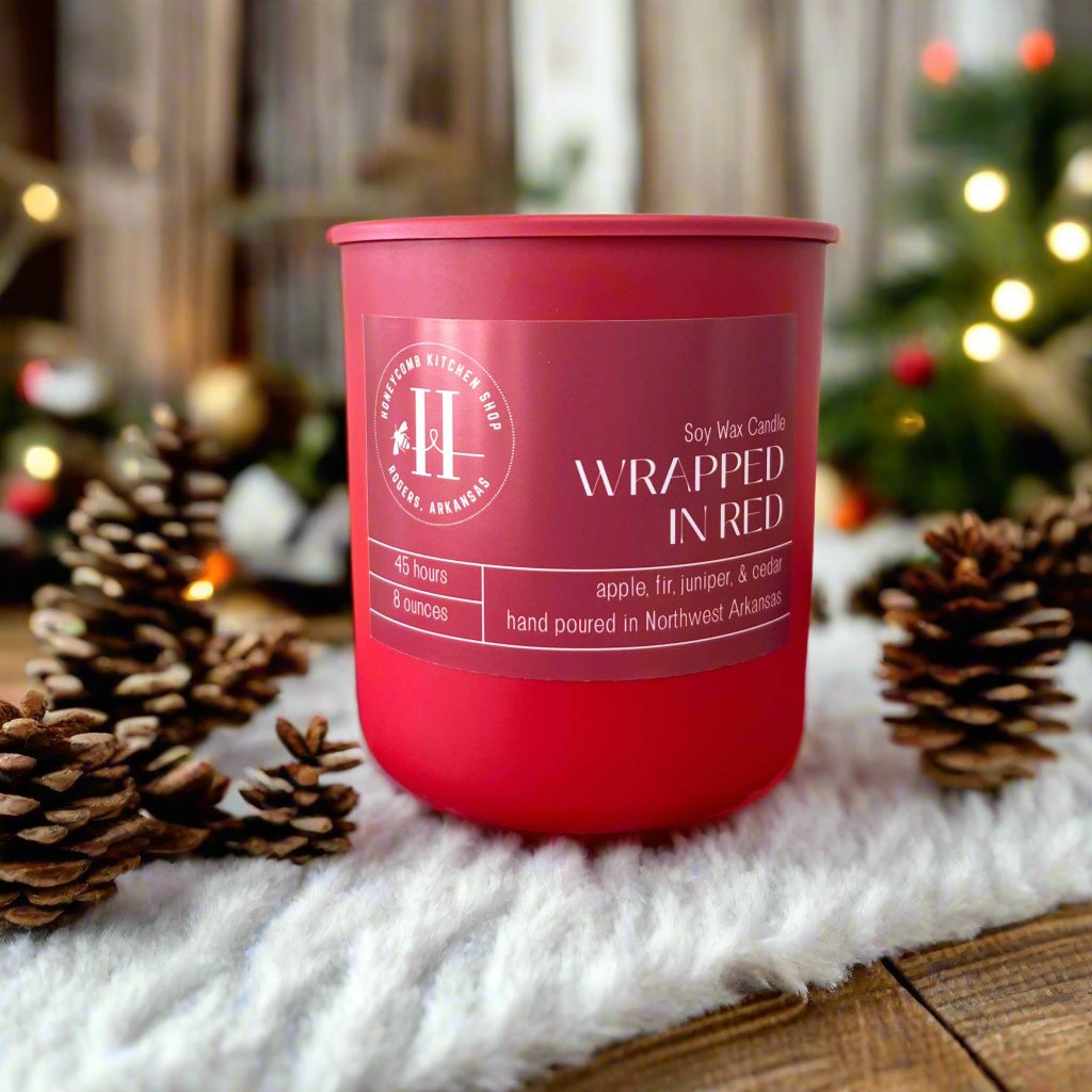 Candle w/Lid - Wrapped in Red