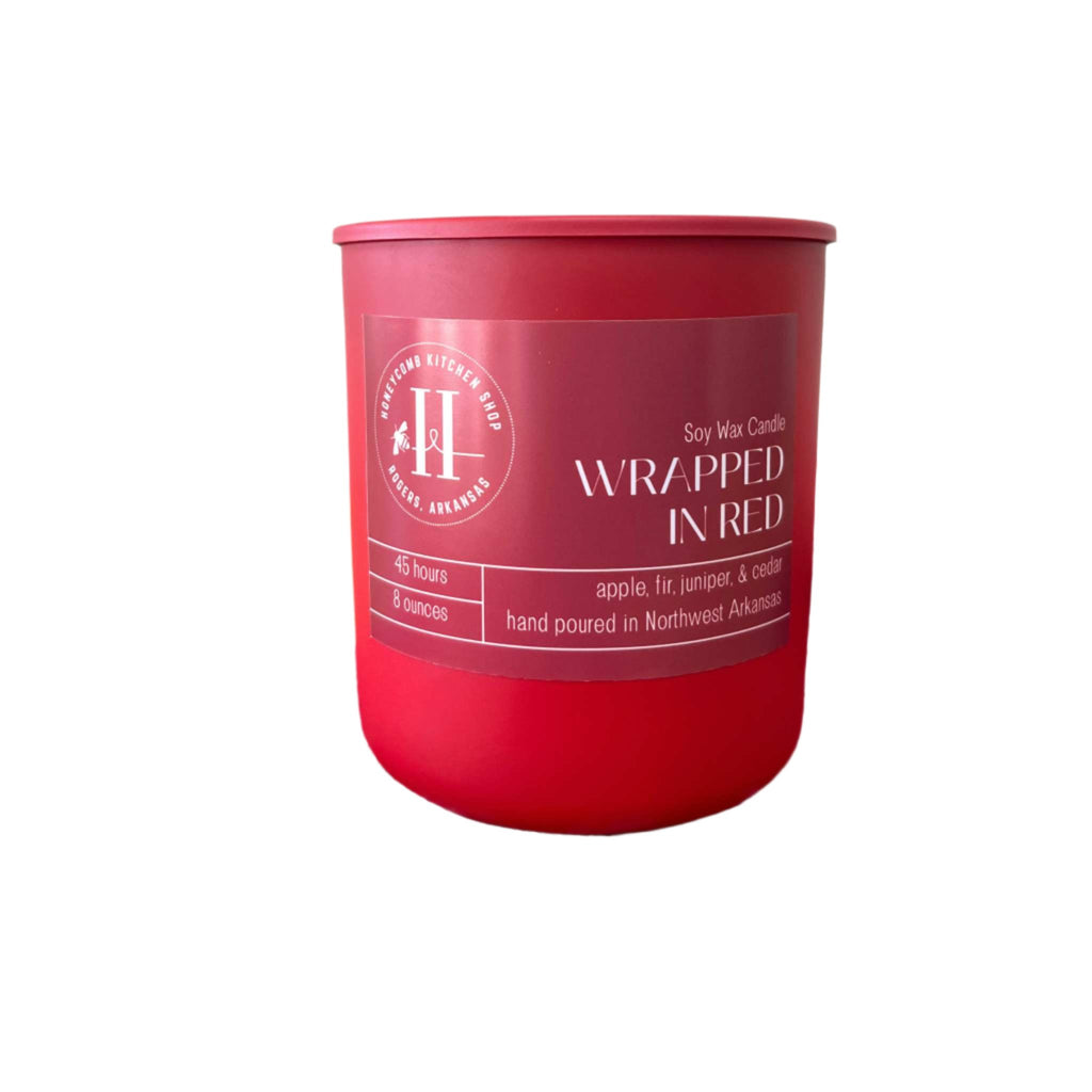 Candle w/Lid - Wrapped in Red