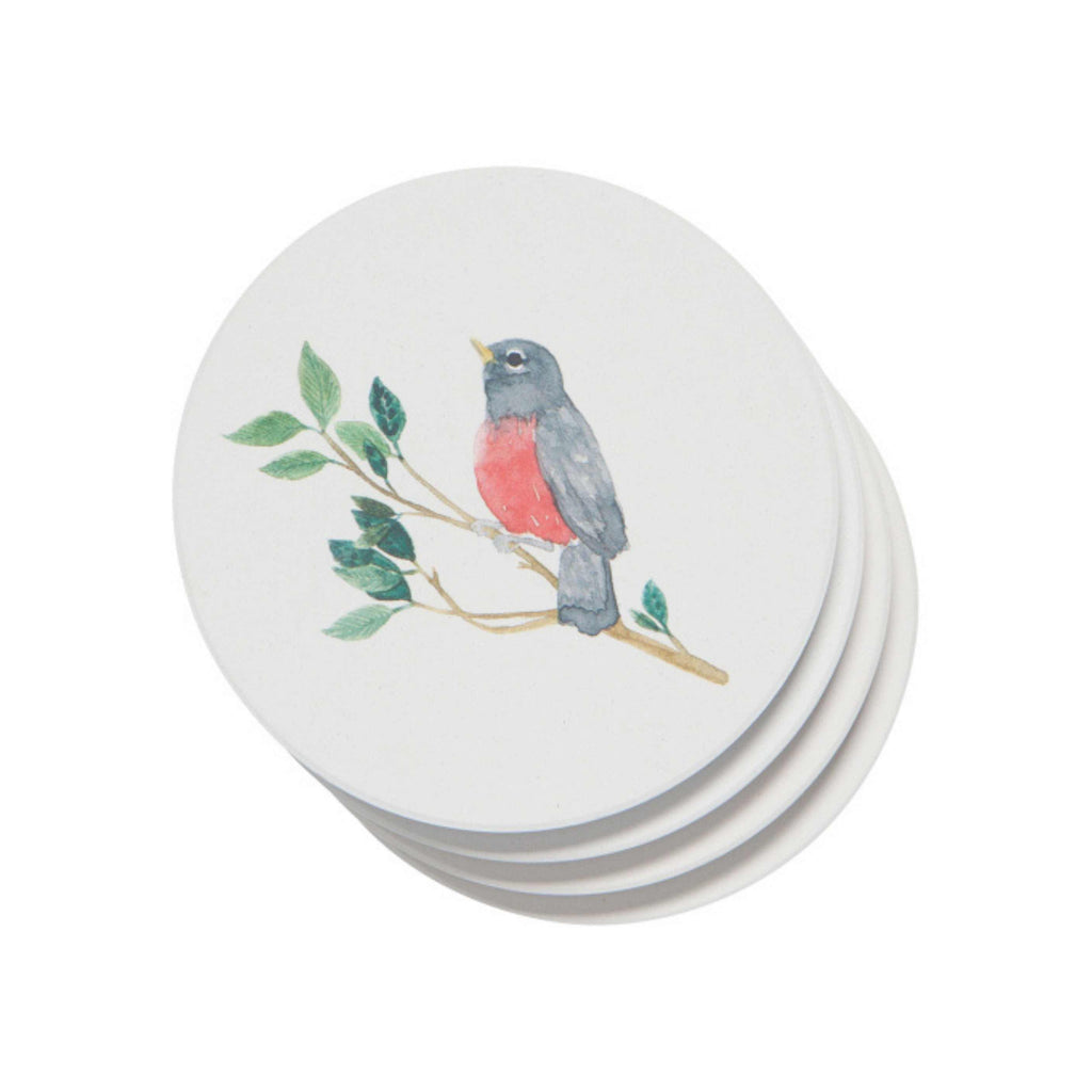 Set of four coasters with birdsong design
