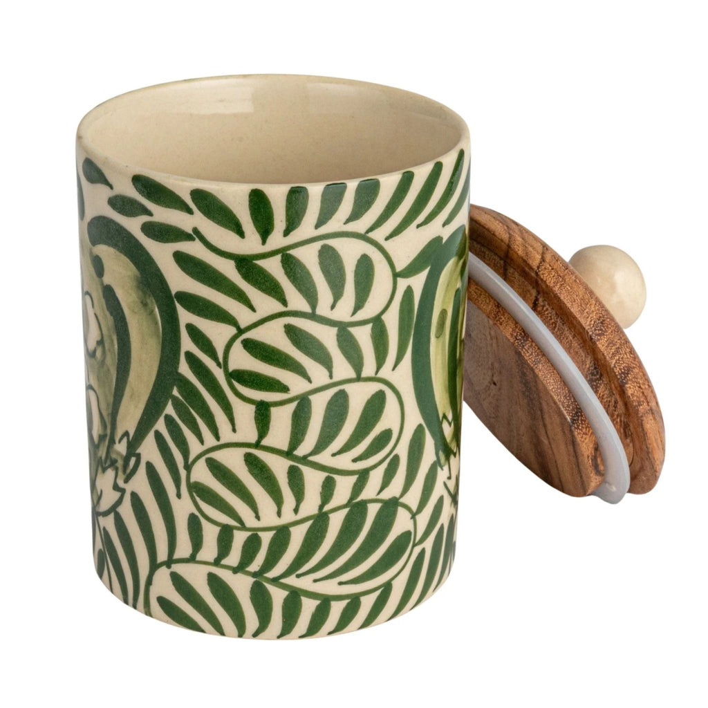 Stoneware Canister w/Wood Lid