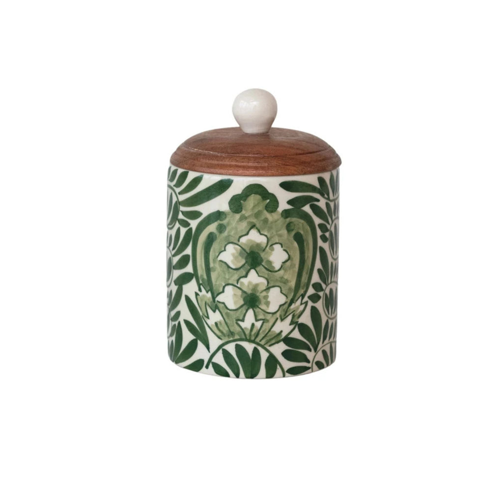 Stoneware Canister w/Wood Lid