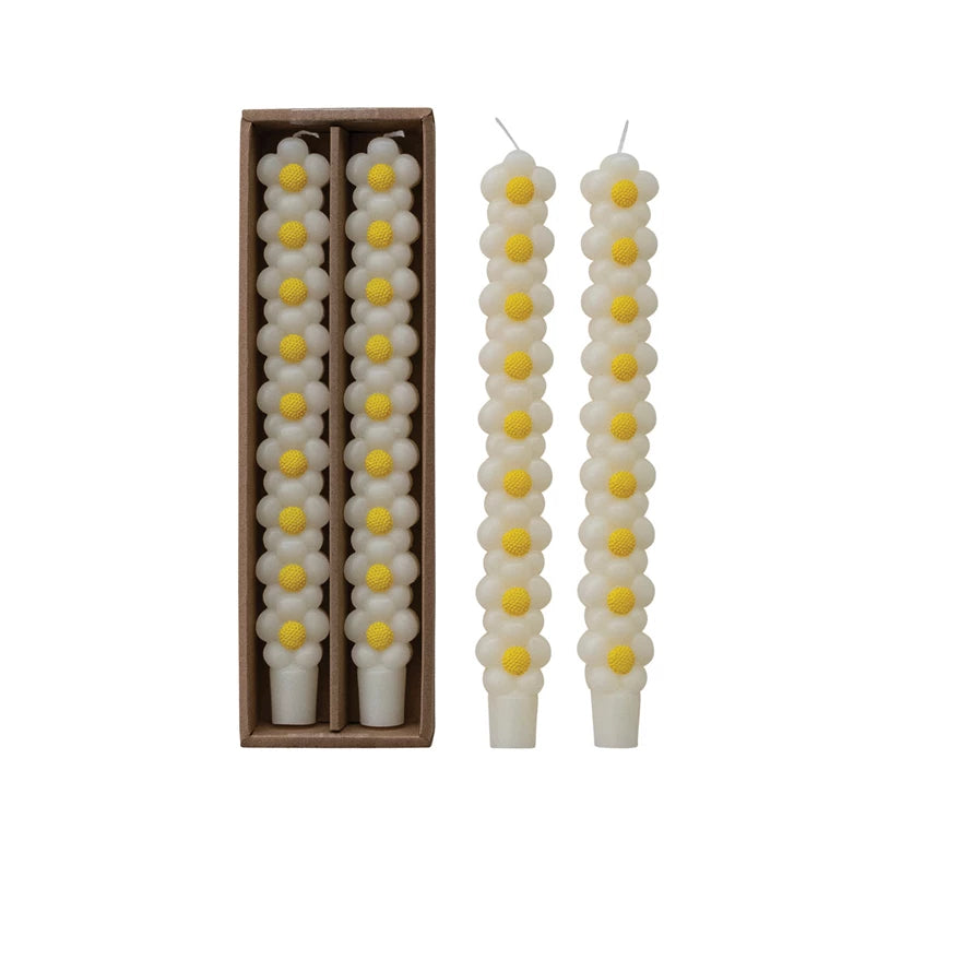 Daisy Shaped Taper Candle - Set of 2