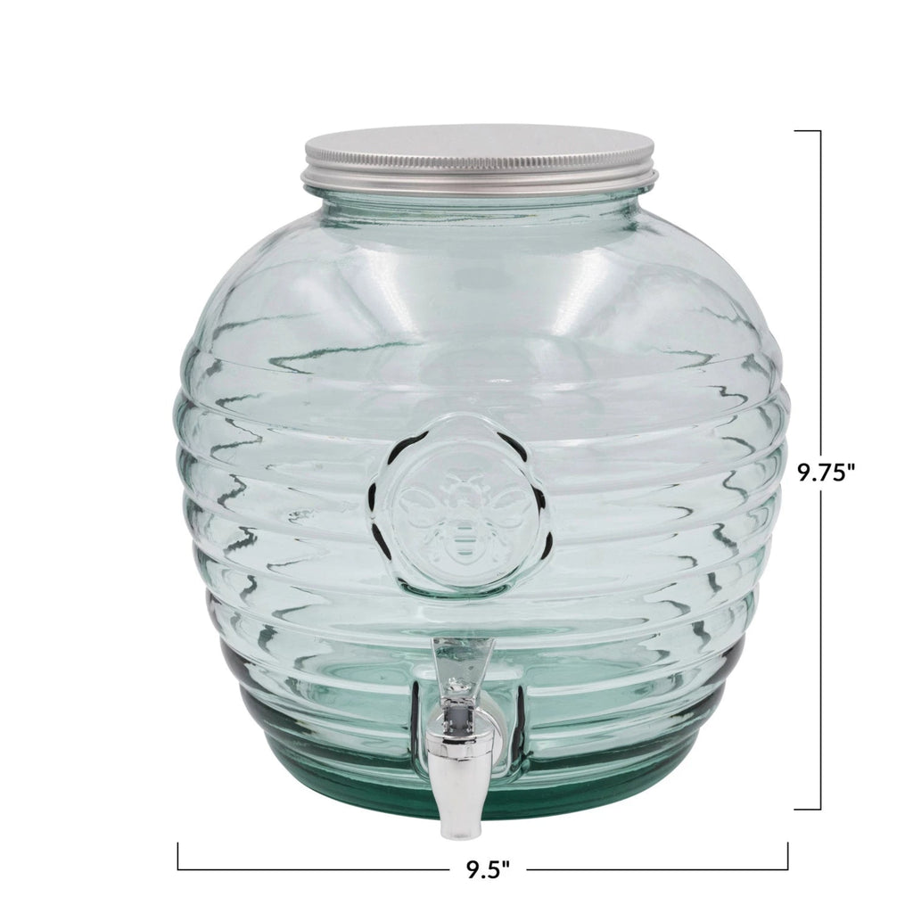 Glass Bee Beverage Dispenser dimensiions