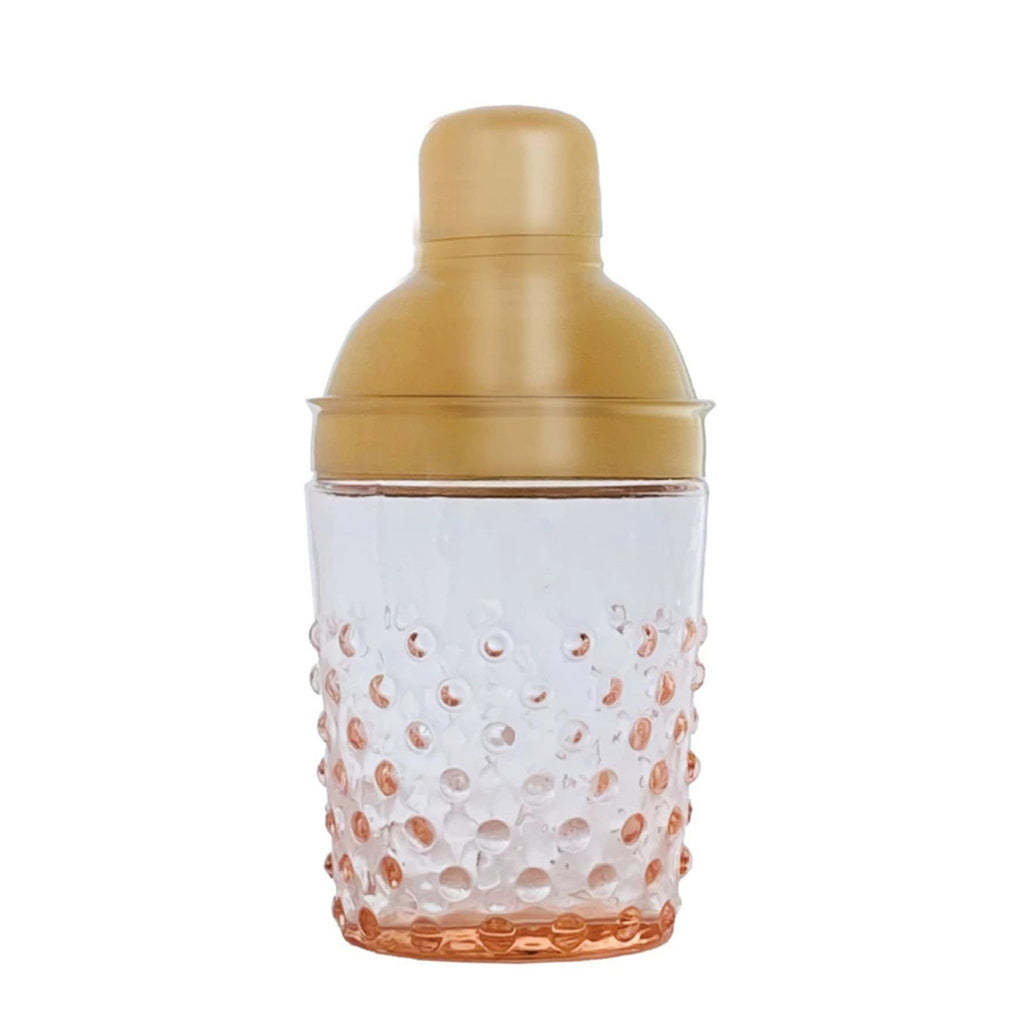 Hobnail Glass Cocktail Shaker - Pink/Gold