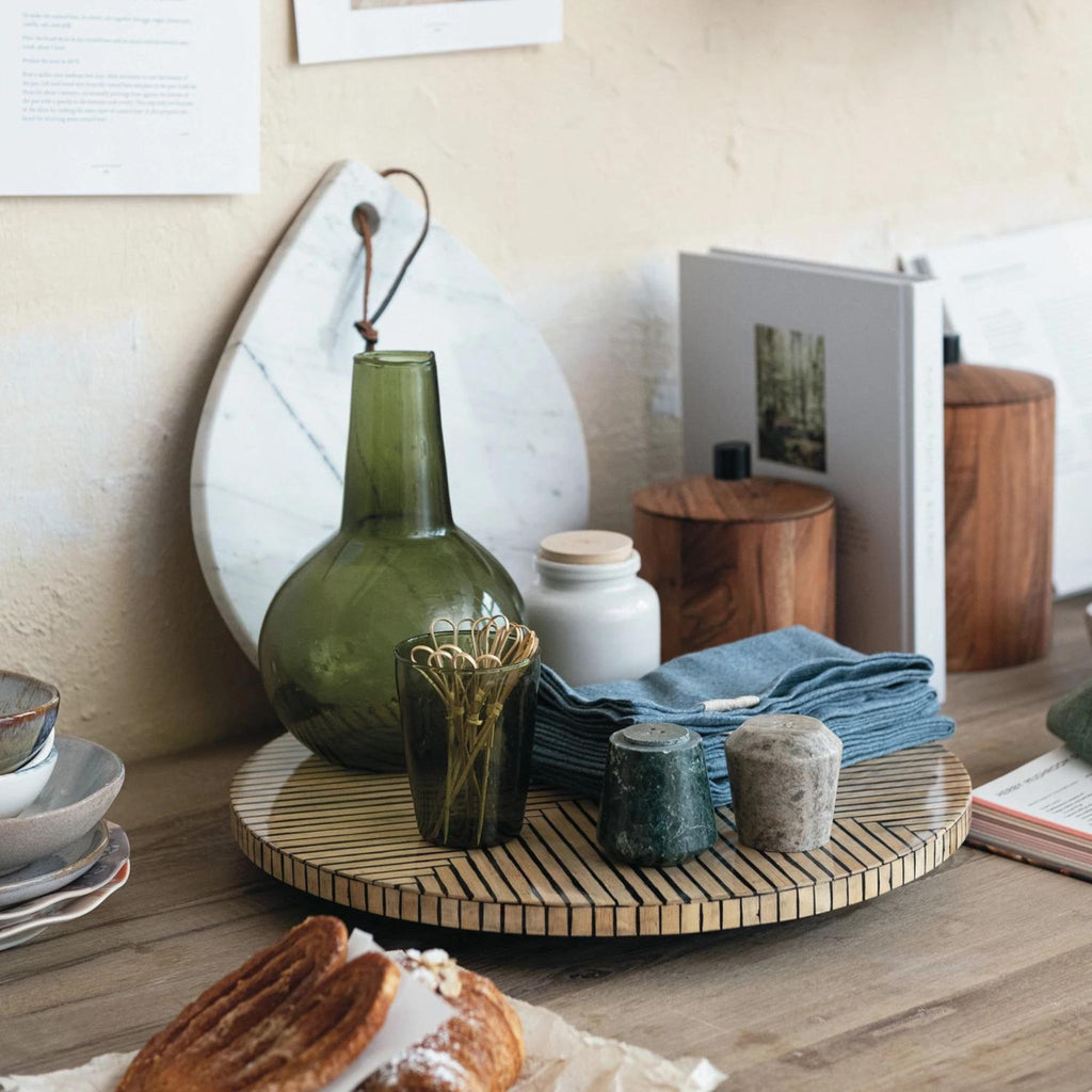 Bamboo Lazy Susan -Geometric Stripes