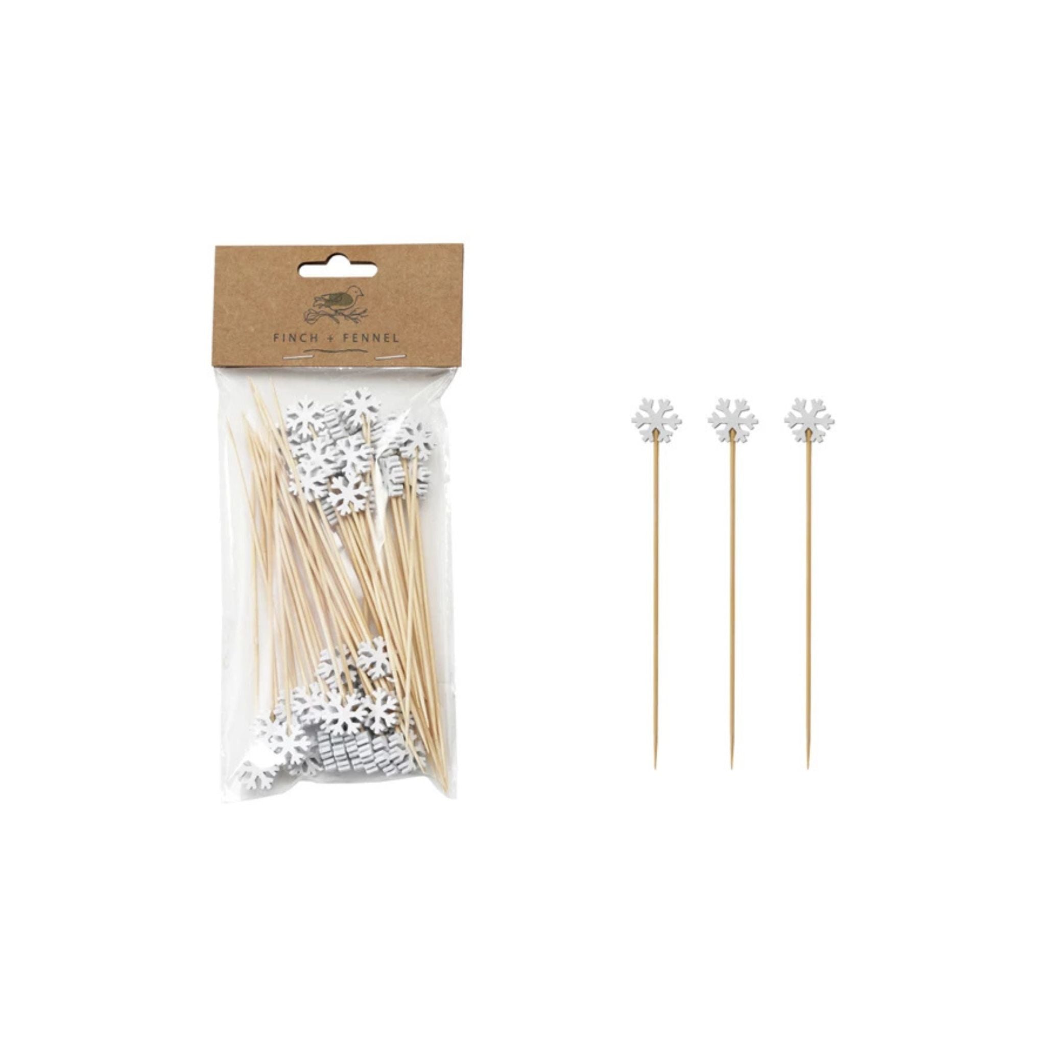Bamboo Skewers - Snowflake Shaped Handle