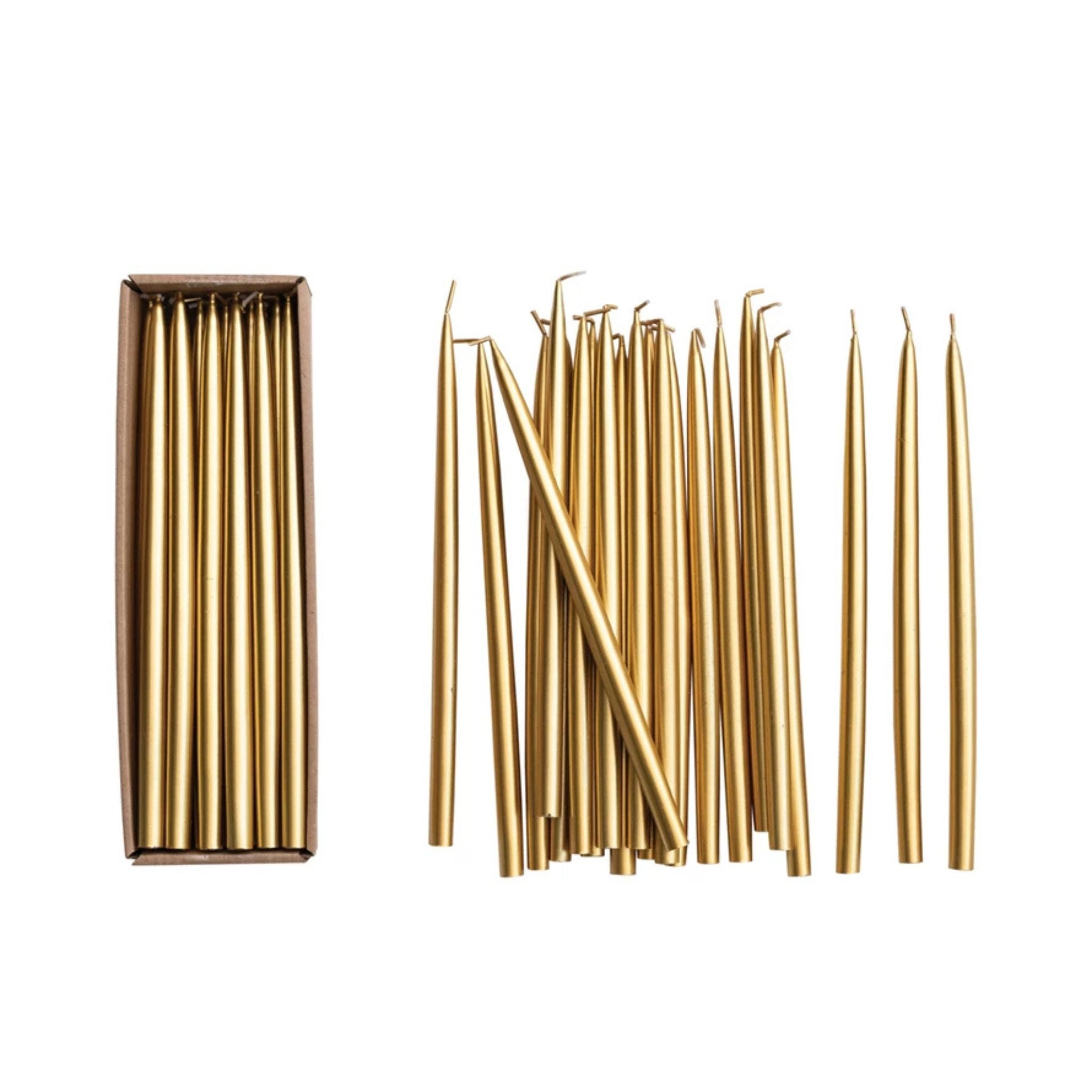 Thin Taper Candle, Gold, Box of 24