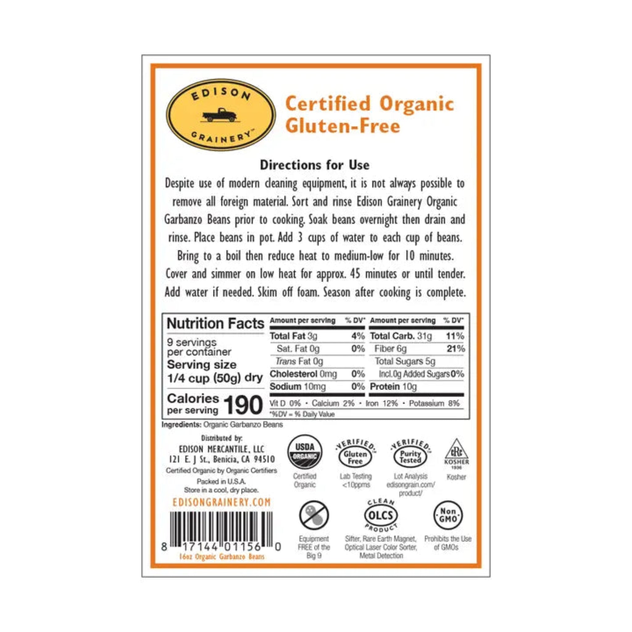 Organic Garbanzo beans