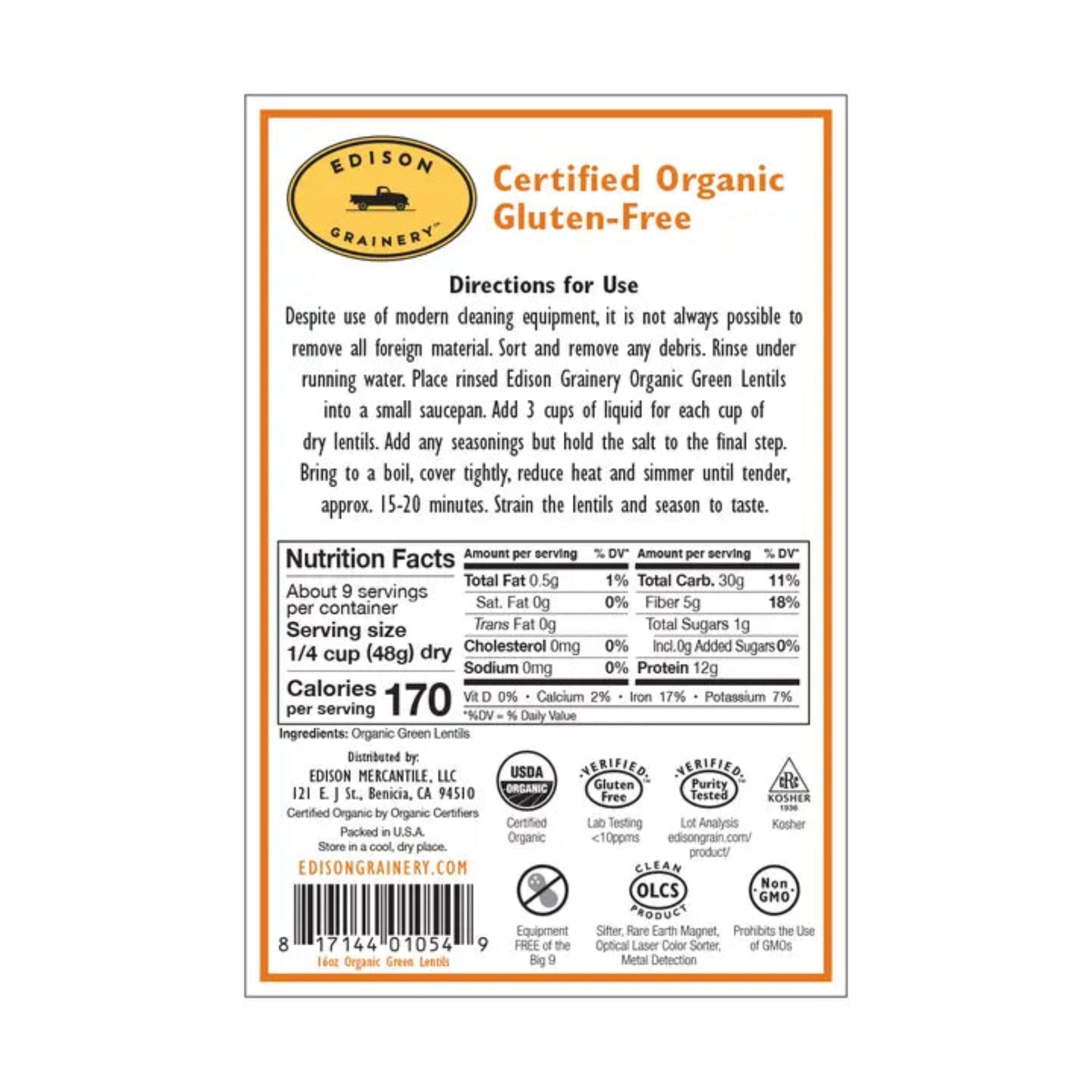 Organic Green Lentils