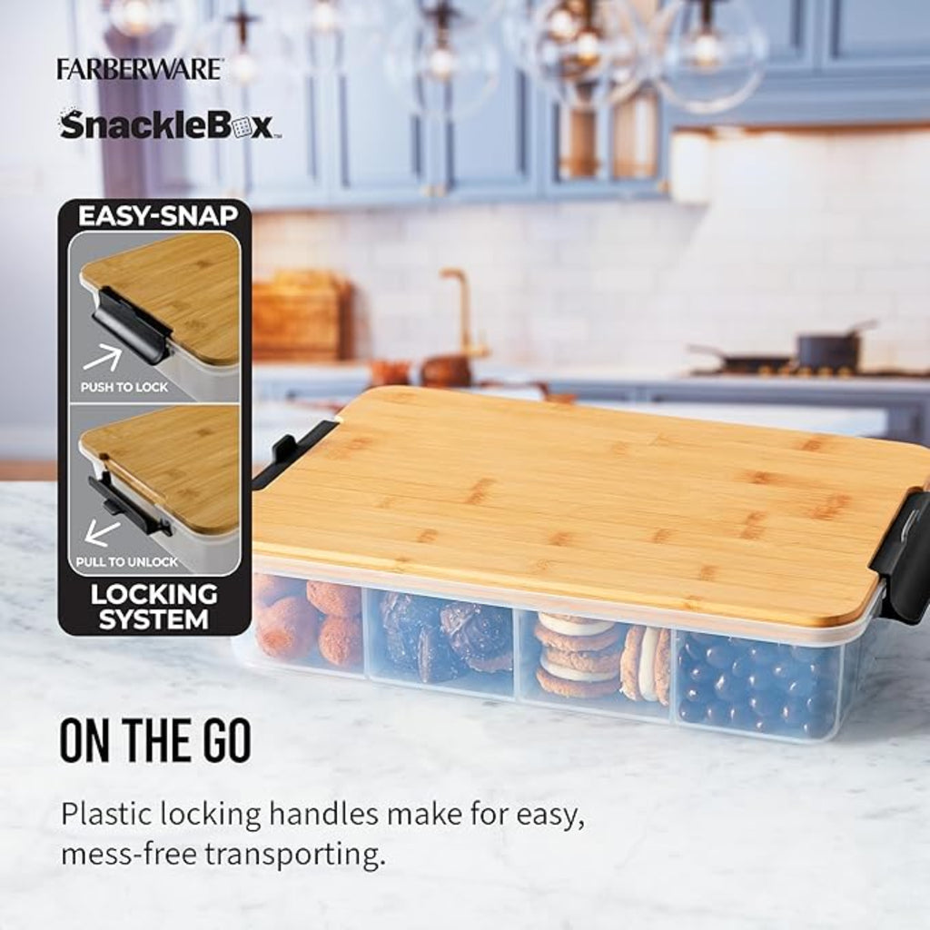Snacklebox lid features