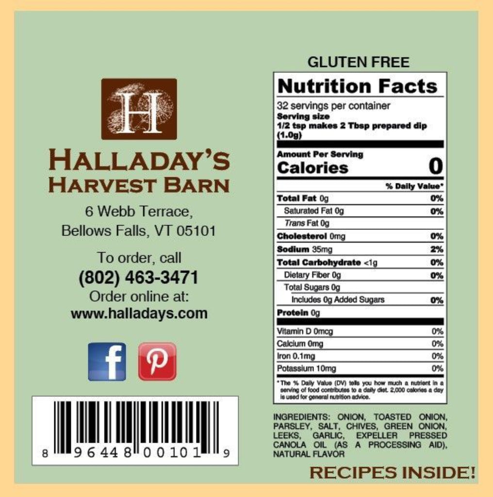Dip Mix - Farmhouse Five Onion, nutrition info