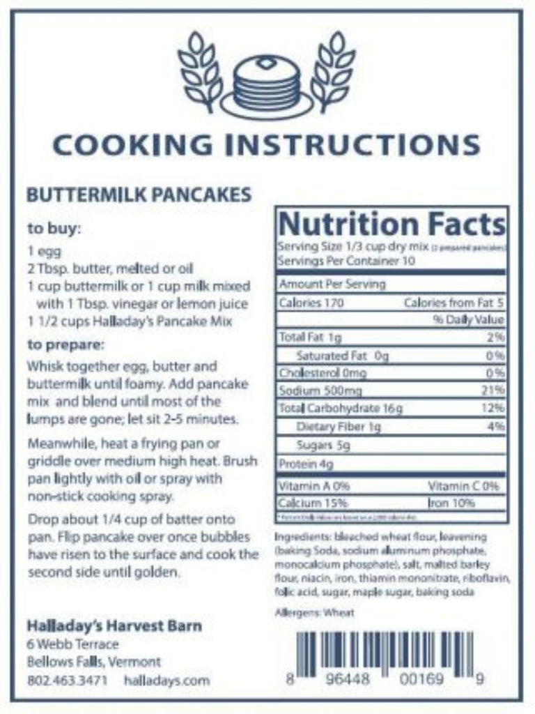 Buttermilk Pancake Mix nutrition information