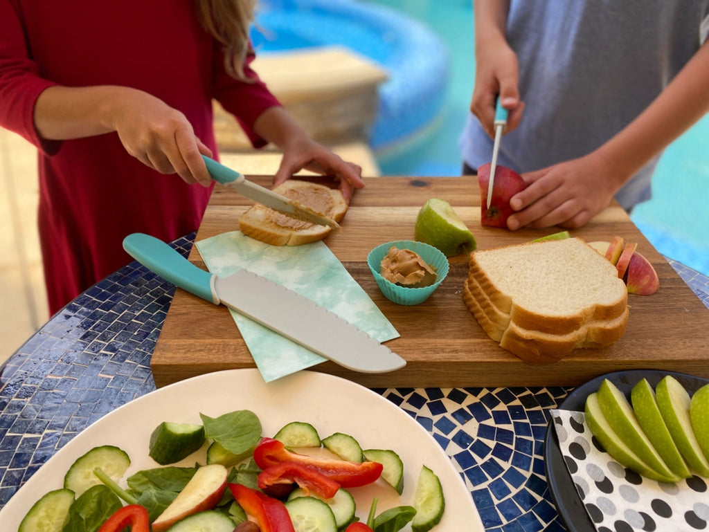 Kids Chef's Knife Set in use