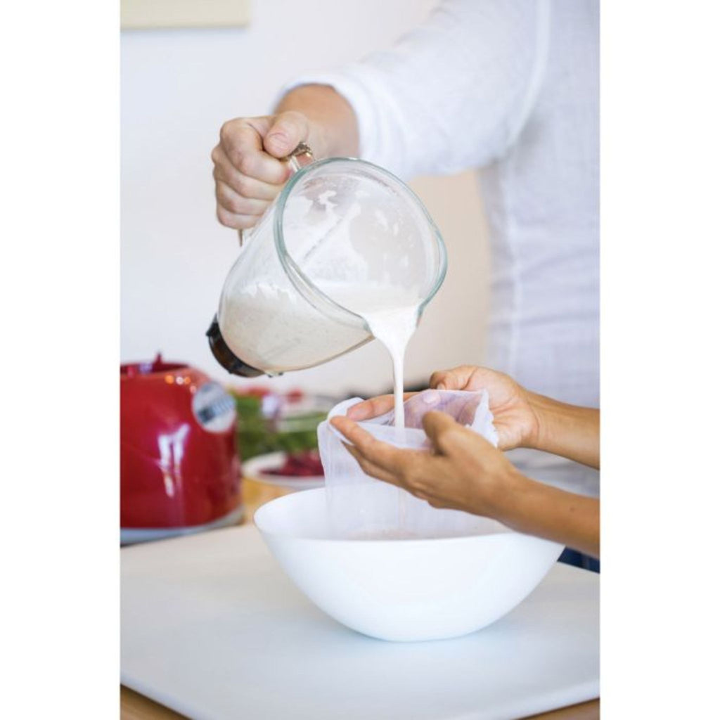 Unbleached Nut Milk Bag in use
