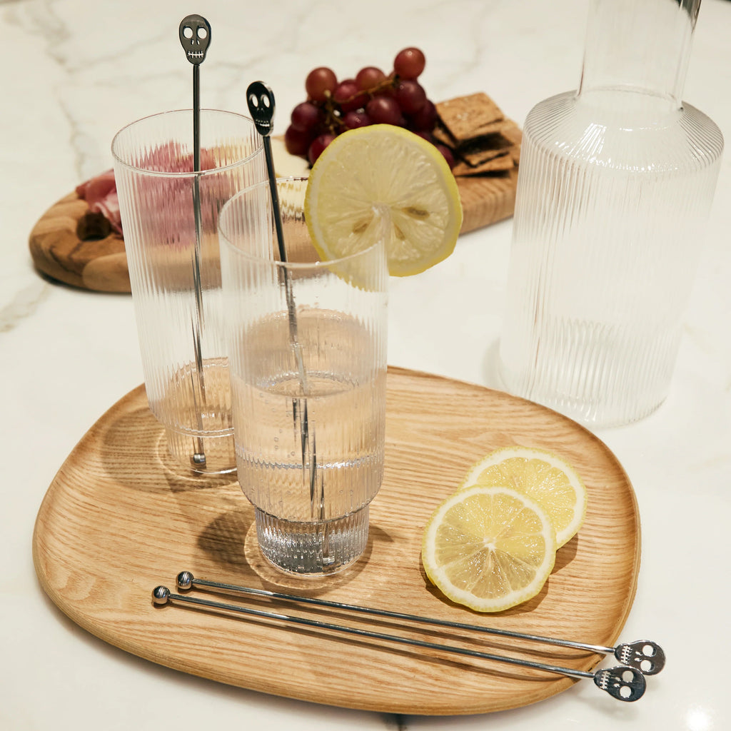 Cocktail Stirrer Set - Skulls in use